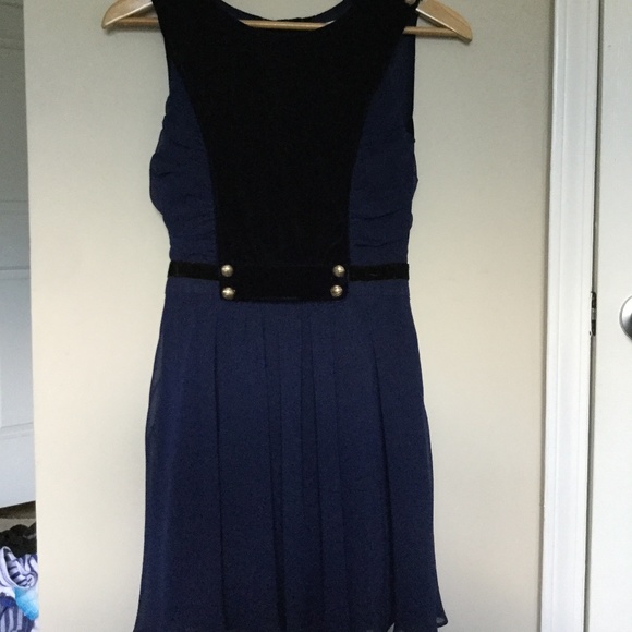 Modcloth Small Navy Sleeveless Velvet and Satin Dress NWOT - Picture 1 of 11